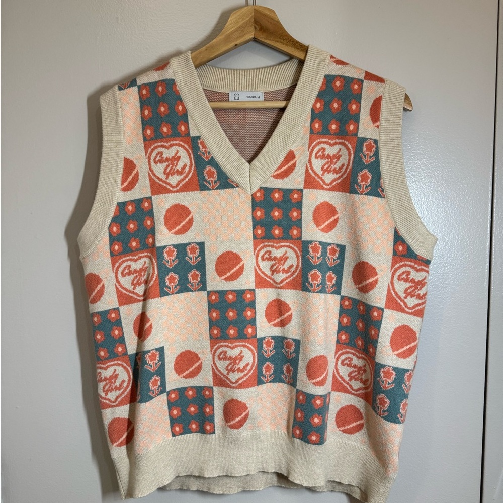 Colorful Checkered Knit Vest